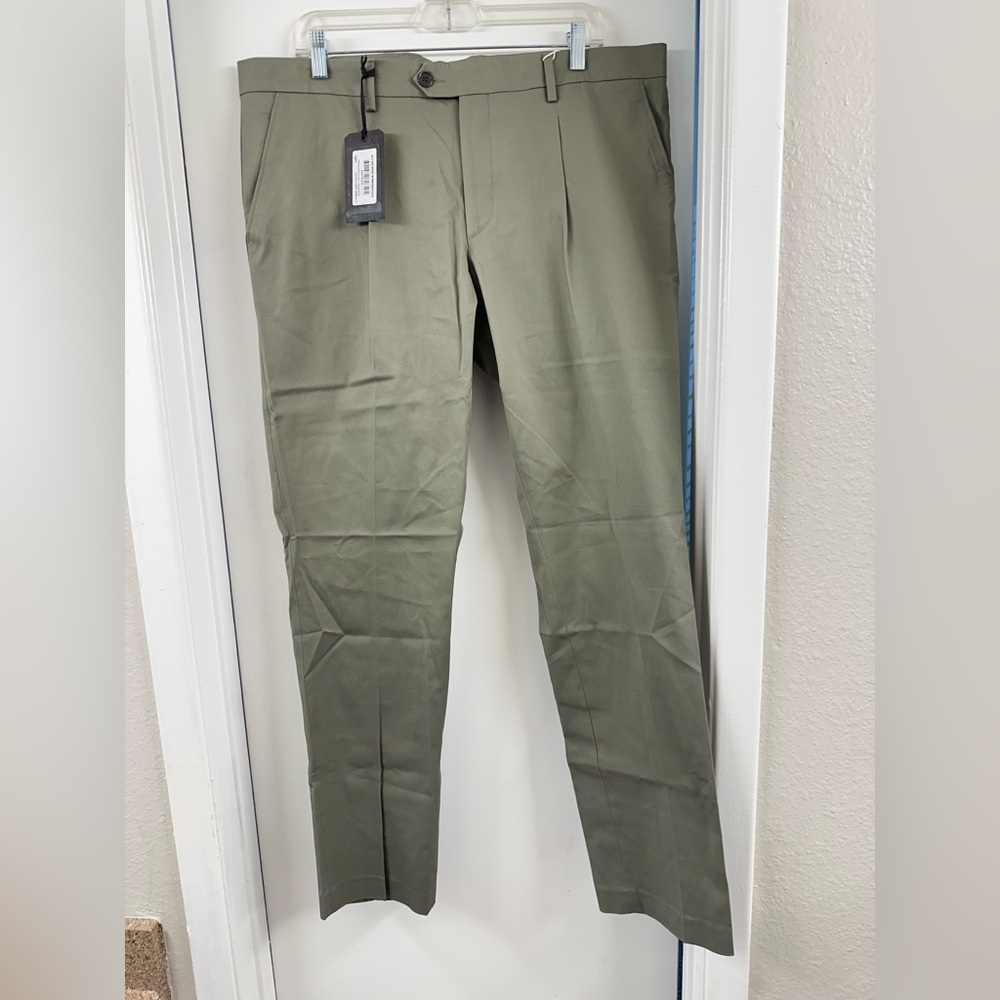 NWT LIU JO Men's Military Green Pants Chino Flat front dress pants 38*32in IT 54